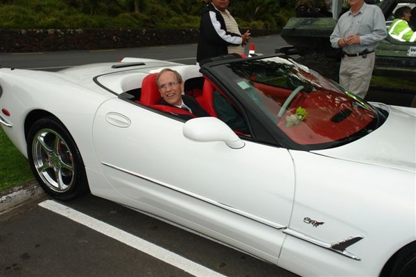 Manukau Mayor Len Brown in a classic Corvette at last year's Full Throttle.